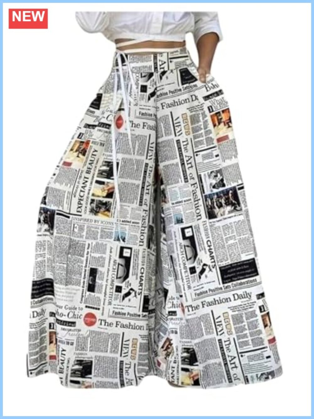 Plus Size Wide Leg Palazzo Pants High Waist Graphic Print Pockets